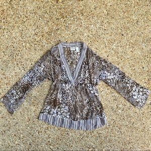 Chico’s Silk Sheer Leopard Cheetah V-neck Top 1